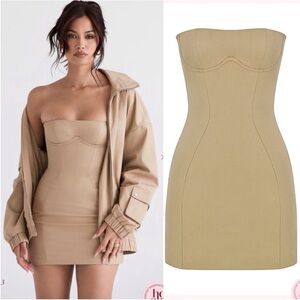 ❤️‍🔥Firm Price❤️‍🔥House of CB Elissa stone strapless mini dress